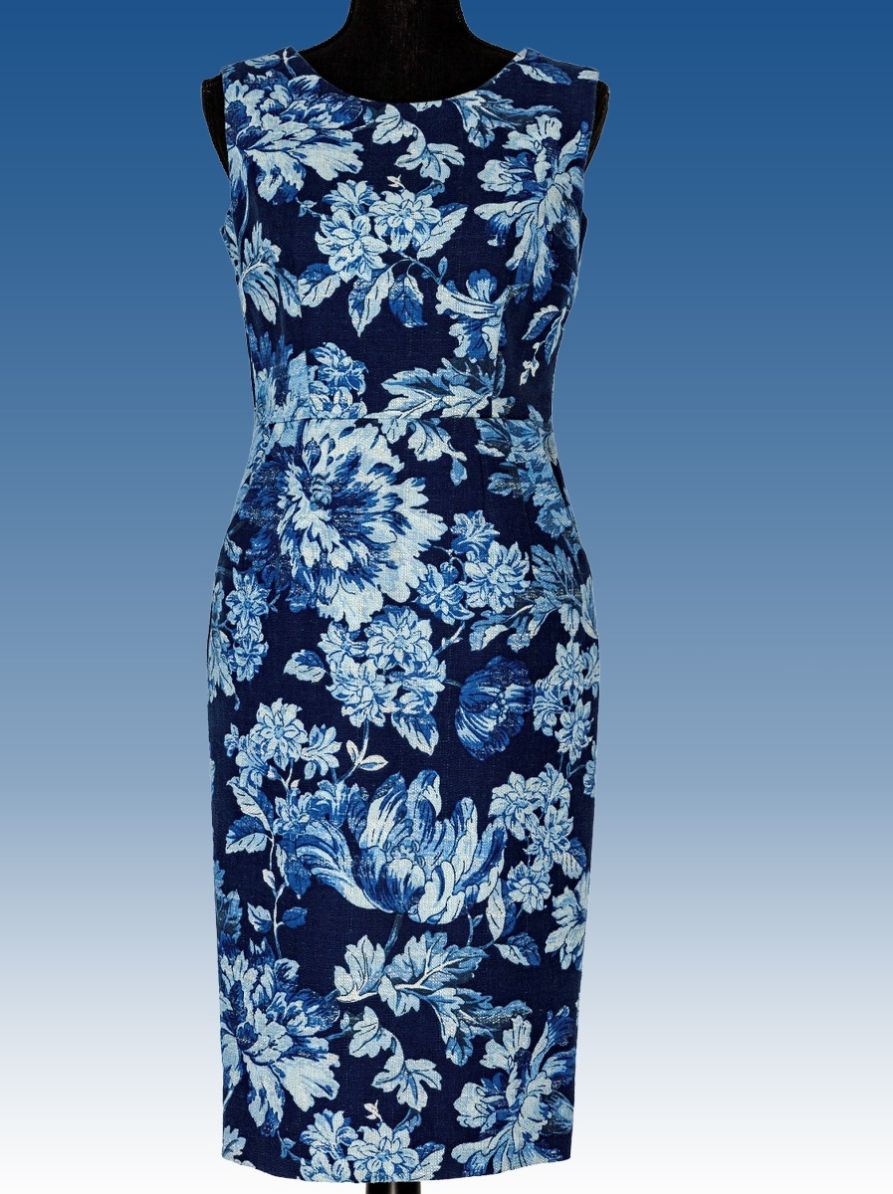 COCKTAIL DRESS BLUE WITH FLORAL